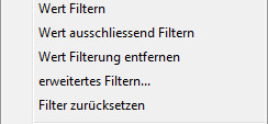 rechte Maustaste filtern