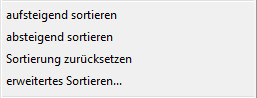 rechte Maustaste sortieren 